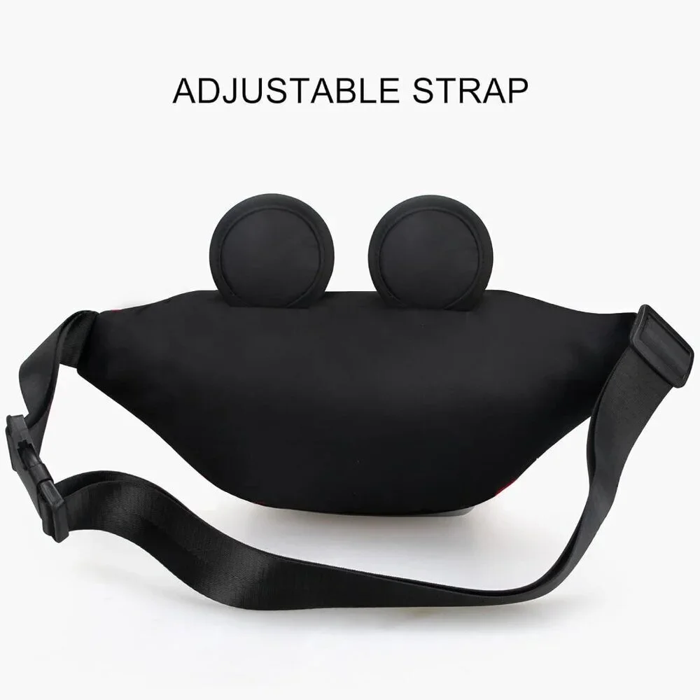 Women's Red Waist Pack Teen Girls Mini Mouse Belt Bag Cartoon Fanny Packs